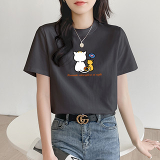 衣時尚 上衣 短袖T卹 印花上衣 S-2XL新款時尚t卹女寬鬆短袖圓領半袖上衣內搭打底體卹衫-4184.