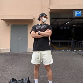 【HOT 本舖】男裝 運動休閒短褲男夏季新款寬鬆直筒百搭四分褲不過膝百搭重磅衛褲子