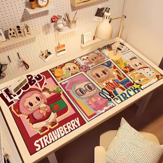 現貨×拉布布鼠標墊× labubu 皮革墊 加厚可愛卡通女生拉布布筆記本電腦鍵盤辦公桌麵墊子