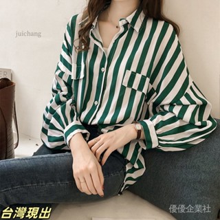 現.貨 【8.5萬人收藏】初鞦女裝新款2025港味寬鬆大碼bf條紋襯衫女長袖chic上衣薄款外套 優優
