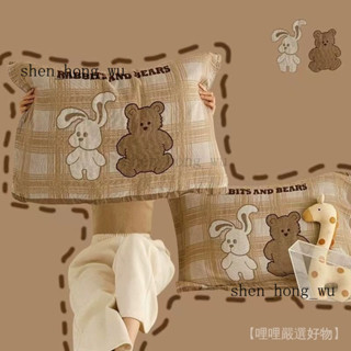 新品 免運🎀吸濕透氣全棉四層紗佈枕巾一對裝傢用吸汗防滑枕頭墊巾加大情侶枕頭套巾