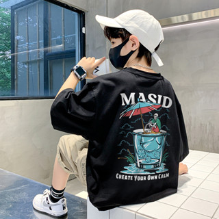 MASID 兒童和成人同款圓領超大T恤男女通用大碼兒童T恤夏季新款上衣