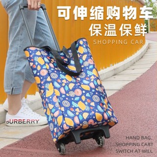 可伸縮保溫保鮮便攜折迭購物車買菜車家用拖車輕便拉桿行李小推車zy25611