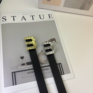 新款韓系復古水鑽miu字母腰帶裝飾洋裝牛仔褲黑色皮帶時尚新款