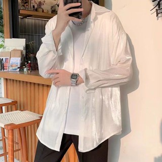 【新店特惠】防曬衣 珠光防曬衣男生白色襯衫外套夏季薄寬鬆休閒日係上衣高階感長袖12