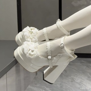【限時特價】Lolita瑪麗鞋子可愛甜美圓頭洛麗塔蝴蝶結防水高跟鞋少女