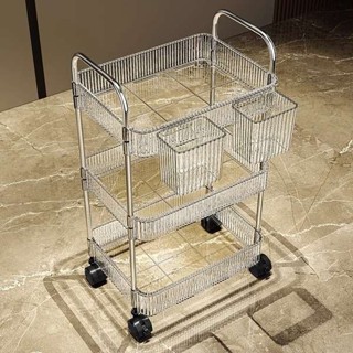 車用杯架 汽車杯架 亞克力零食小推車置物架落地移動浴室衛生間收納盒多層化妝品櫃子