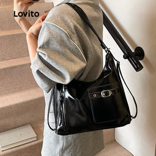 Lovito 休閒素色簡約柔軟表面可雙肩背或單肩背通勤上課大容量單肩托特包女士 LFA80FX005