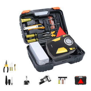 12V車用充氣泵+應急補胎工具套裝 適用於12V汽車輪胎/機車/腳踏車/球類/橡皮艇/沙灘浮床/充氣玩具等等 包含充氣
