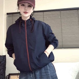 北極絨外套 珊瑚絨外套 搖粒絨外套 撞色連帽抽繩雙面穿防曬外套女春夏季新款休閒顯瘦透氣薄款上衣潮