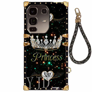 YJD Infinix Note 50 Pro 公主皇冠快樂孔雀手繩直邊防摔手機殼