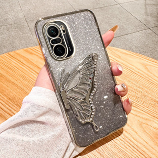 XIAOMI REDMI 適用於小米紅米 K40 Pro K40S Poco F3 Poco F4 5G 流沙蝴蝶支架閃