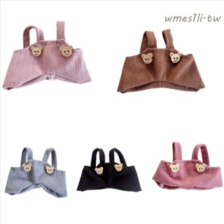 WMES1LILabubu娃娃的衣服,裝扮手工製作17釐米Labubu時間衣服,更換背帶褲毛絨娃娃衣服