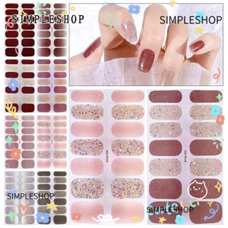SIMPLESHOP 法式美甲貼花,閃光防水美甲貼紙,易於去除的指甲油包裹對指甲不損壞美甲凝膠全指甲包裹沙龍