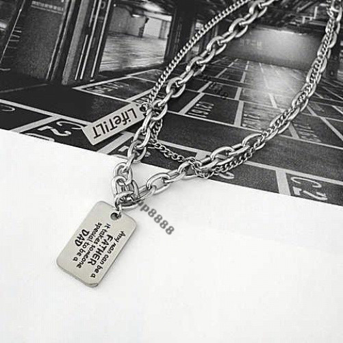 桃園出貨KANSAI新款方牌英文字母雙層疊戴項鏈冷淡風歐美潮流配飾個性