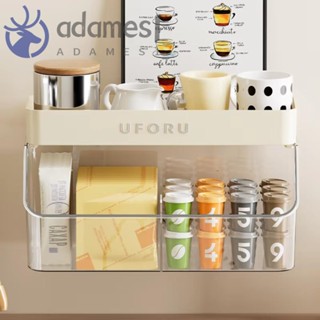 ADAMES調味品罐儲物架,耐用的節省空間廚房收納架,實際的塑膠壁掛式姜蒜收納盒客廳