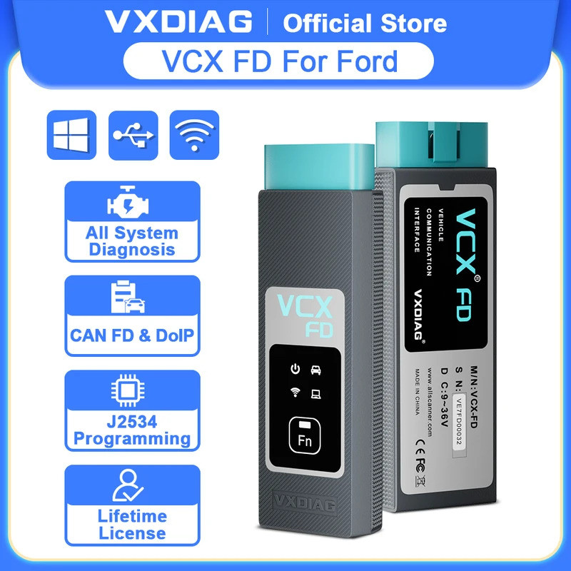 VXDIAG VCX FD 適用於福特馬自達汽車 OBD2 診斷工具全係統診斷主動測試 ECU 編碼 J2534 編程