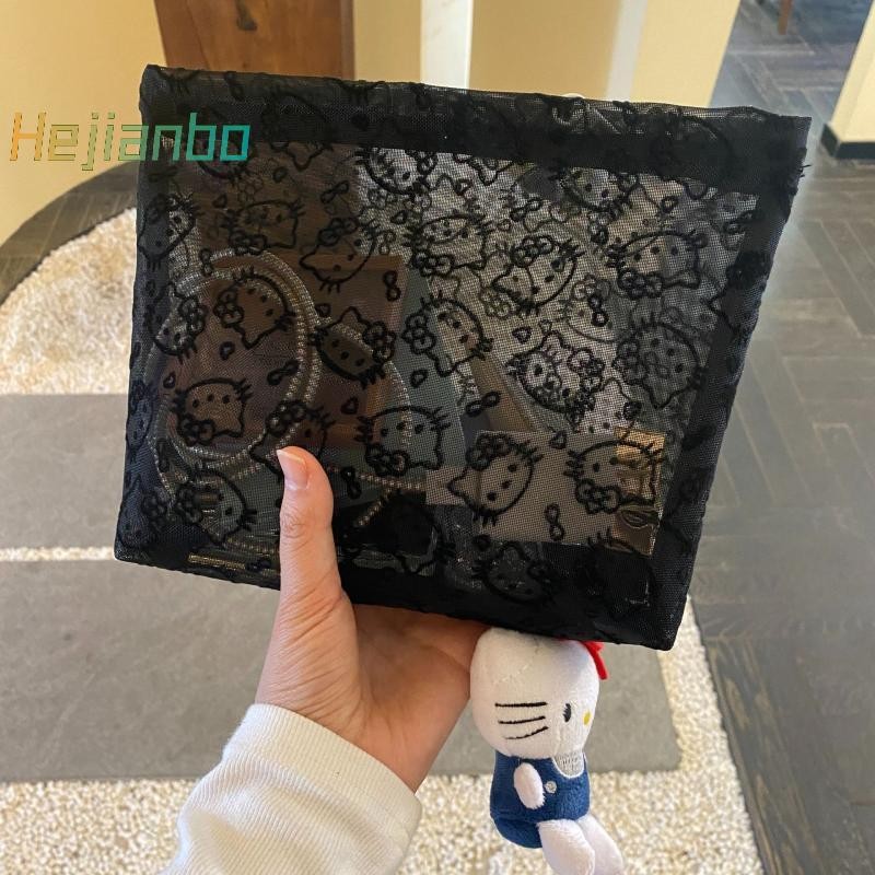 <hejianbo-t> 1 件便攜式卡通復古可愛魅力 KT 貓收納袋 ck 刺繡 Hello Kitty 化妝包生日禮