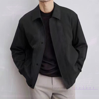 🌀Violett紫羅蘭🌀春秋季新款 男士韓版 翻領行政夾克 高階感 純色外套男