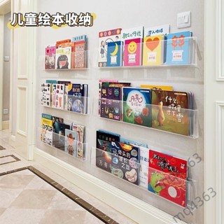 【臺灣熱賣】兒童書架 壁掛 免打孔 門後過道展示置雜誌透明亞克力閱讀繪本收納牆