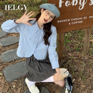 IELGY New Design Sense Niche 長袖襯衫上衣女式修身短款法式襯衫