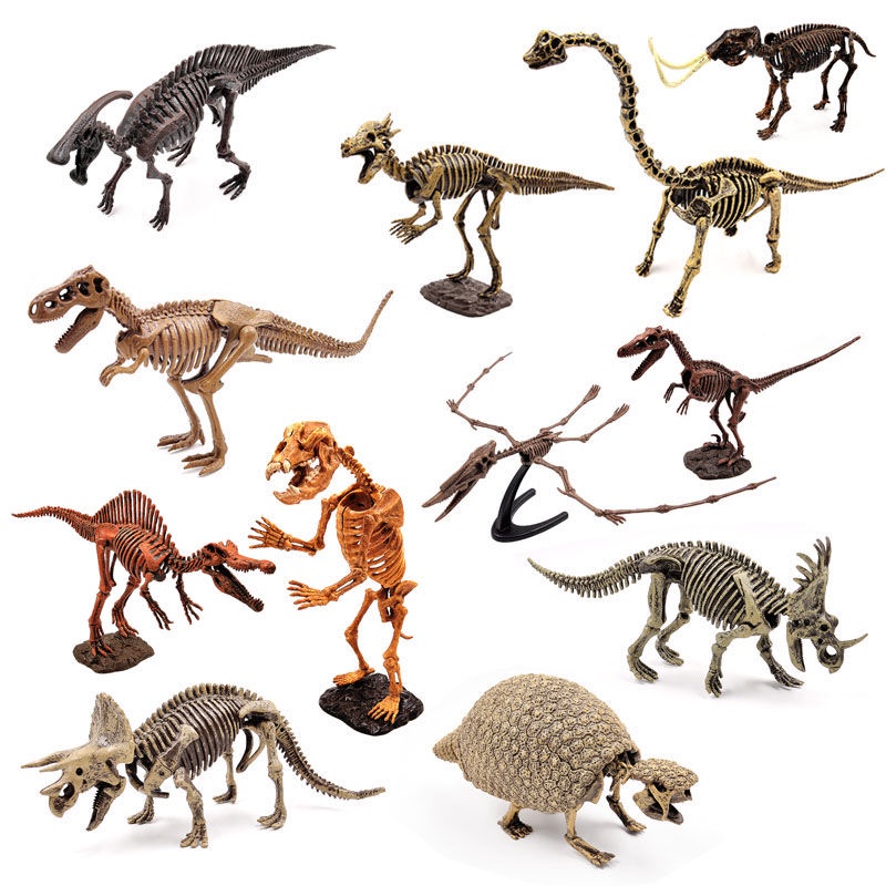 【優惠】GEOWORLD版散貨仿真動物拼裝恐龍骨架化石 考古模型侏羅紀霸