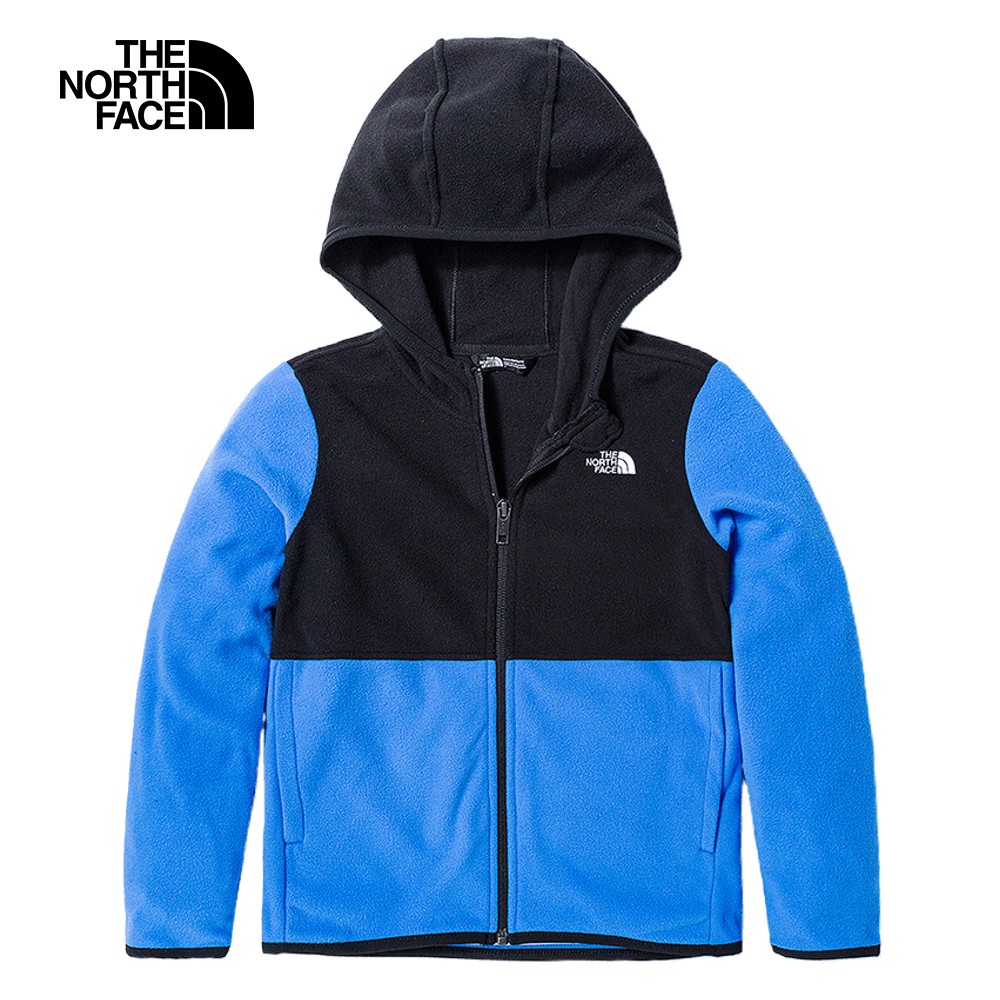 The North Face北面兒童藍色經典LOGO連帽抓絨外套｜84L8I0K