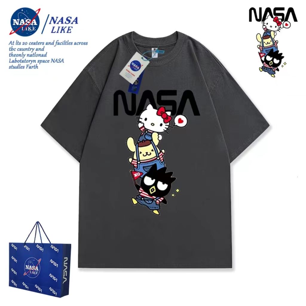 凱蒂貓短袖純棉T恤  200斤可穿 NASA聯名新款 夏季設計感小眾寬鬆短袖 鬆弛感舒適外套