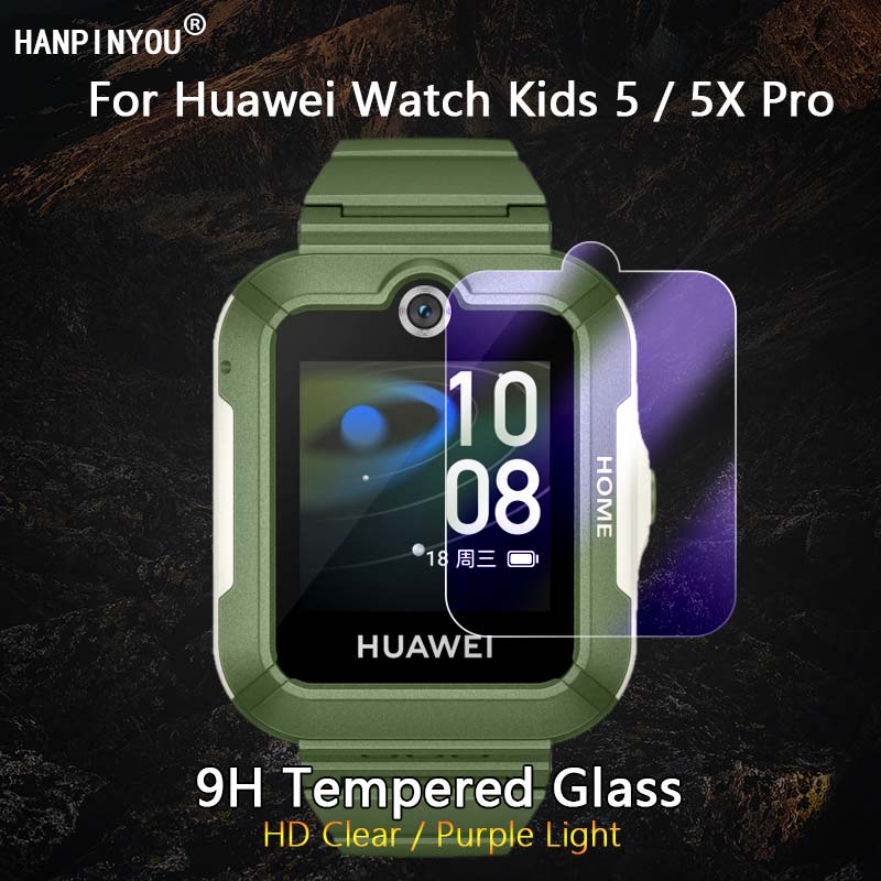 華為手錶兒童屏幕保護膜 5 5X Pro 青少年手機兒童智能手錶超清晰/防紫光 2.5D 鋼化玻璃膜