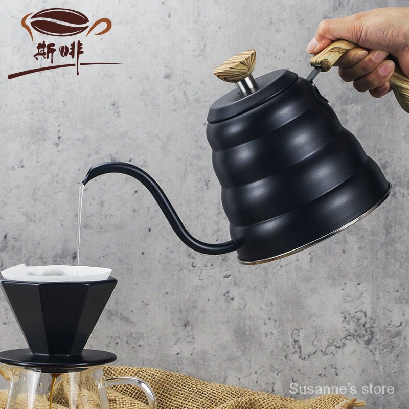手衝壺雲朵手衝壺 戶外燒水咖啡壺可裝溫度計304不銹鋼木紋手柄雲朵壺 2K6A