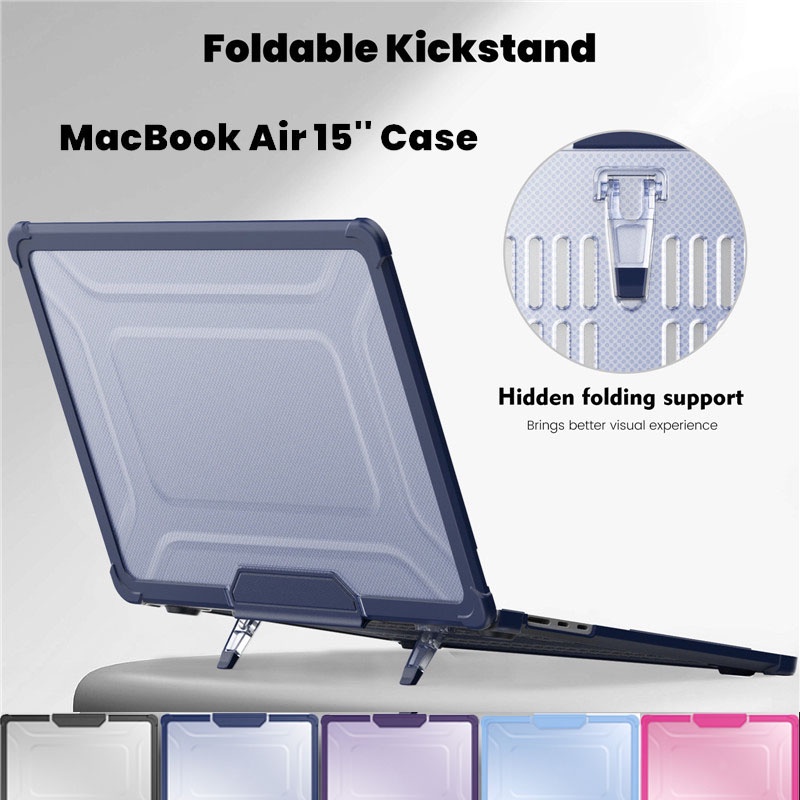 全新 MacBook Air 15 15.3 英寸 2023/2024 可折疊支架防摔透明筆記本電腦保護殼