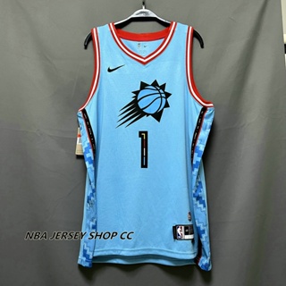 2022-23 男士全新原創 NBA 鳳凰太陽隊 #1 Devin Booker 城市版藍色球衣 Swingman 熱壓