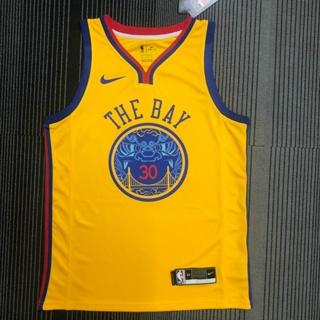 男式全新原創 NBA GSW 庫裡球衣金州勇士隊 #30 Stephenˉcurry City 版球衣熱壓黃色