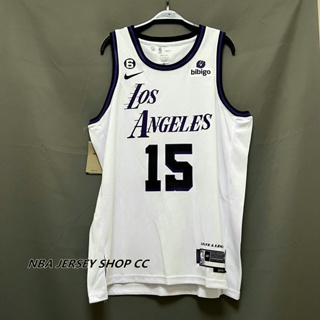 AUSTIN 男式全新原創 NBA 2022-23 洛杉磯湖人隊 #15 奧斯汀·里維斯城市版白色球衣 Swingman