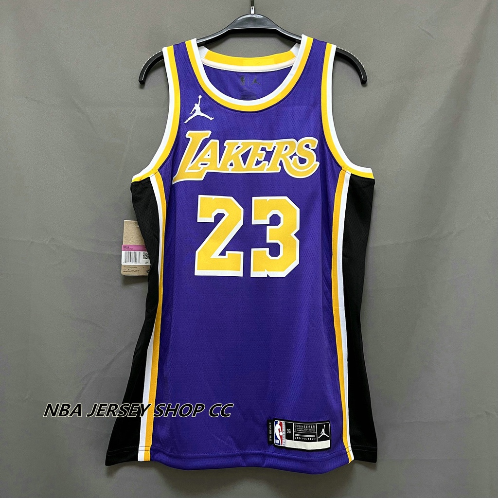 男士全新原裝 NBA 洛杉磯湖人隊 #23 Lebron James Statement 版球衣熱壓紫色