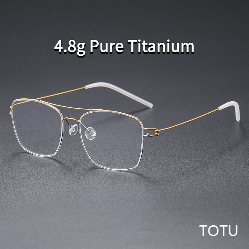 【TOTU眼鏡】Martin超輕眼鏡 4.8克 純鈦眼鏡框 鈦合金眼鏡框 近視眼鏡框 無螺絲鏡框 復古雙梁眼鏡架