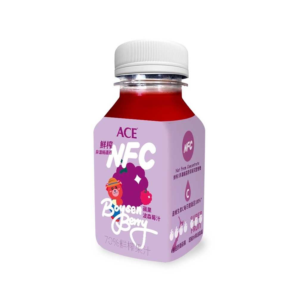 ACE鮮榨NFC Juice（蘋果波森莓）200ml/罐 #鮮榨果汁#非濃縮還原#紐西蘭