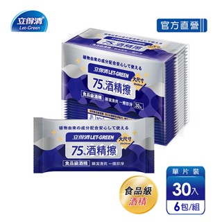 【立得清】75%酒精擦濕巾-單片（30片x6包）
