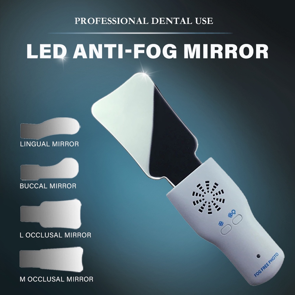 牙科防霧鏡帶 LED 燈的不銹鋼反射器口腔成像裝置使用無影燈手柄拍照