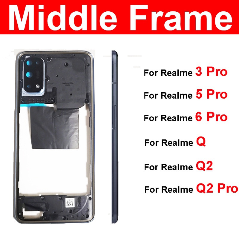 Oppo Realme 3 5 6 Pro Q Q2 Q2 Pro 中框前框外殼擋板帶側鍵和相機鏡頭蓋
