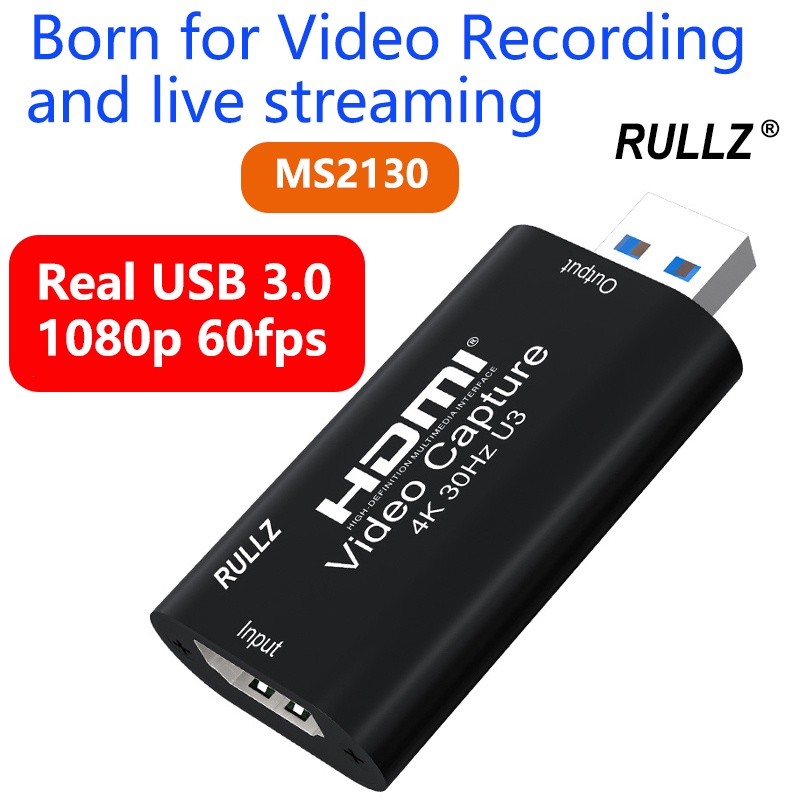 Ms2130 採集卡 USB 3.0 4K 輸入 HDMI 視頻採集器 1080p 60fps 直播遊戲記錄盒,適用於