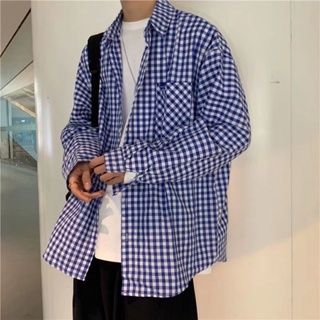 流行款式男士韓版時尚休閒長袖襯衫超大格子垂褶襯衫