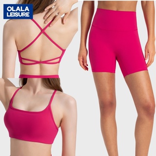 OLALA 新款雙面磨毛緊身彈力裸感運動套裝時尚瑜伽服
