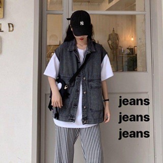 黎安服飾 牛仔外套韓版寬鬆 學生款 春秋新款 BF風 工裝坎肩牛仔馬甲