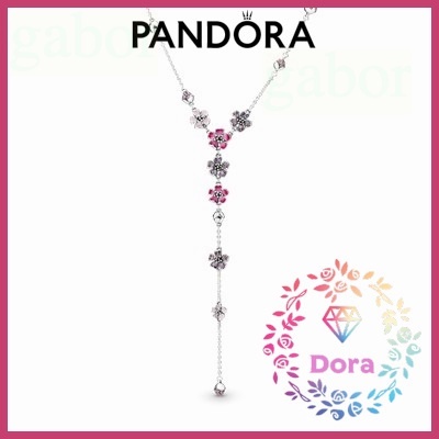 Dora Shop❤ Pandora潘朵拉 粉色桃花 Y 形項鍊 愛情 情侶 情人節 禮物398074NCCMX-50