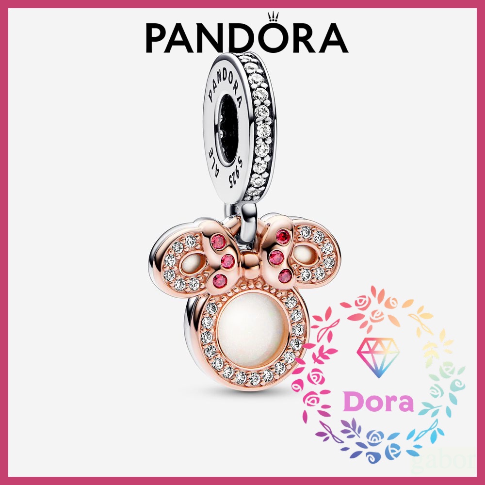 Dora Shop❤ Pandora潘朵拉 迪士尼米妮老鼠頭像雙墜吊飾 情侶 祝福 輕奢 情人節 禮物782615C01