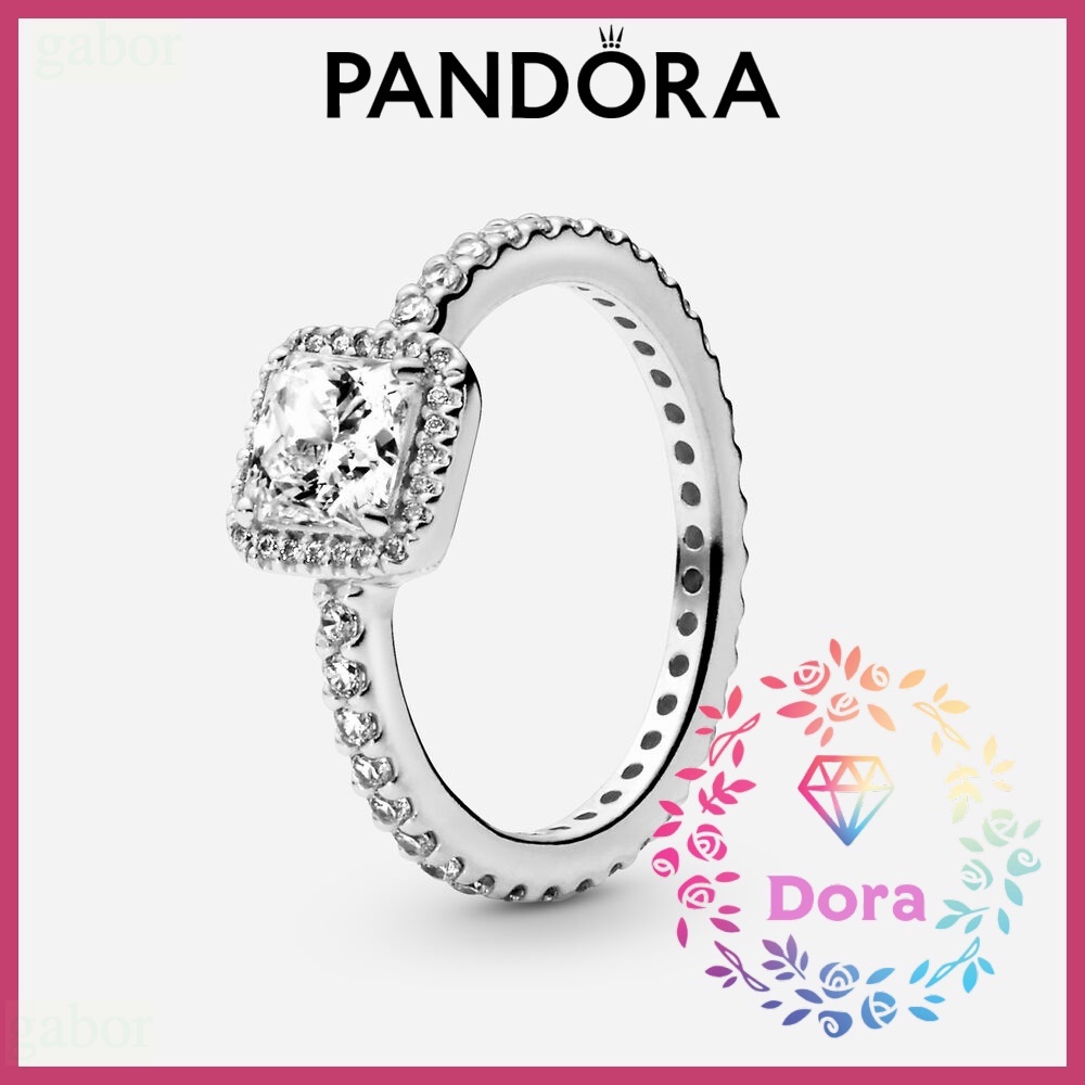 Dora Shop❤ Pandora潘朵拉 方形寶石璀璨光環戒指 愛情 情侶 情人節 禮物190947CZ