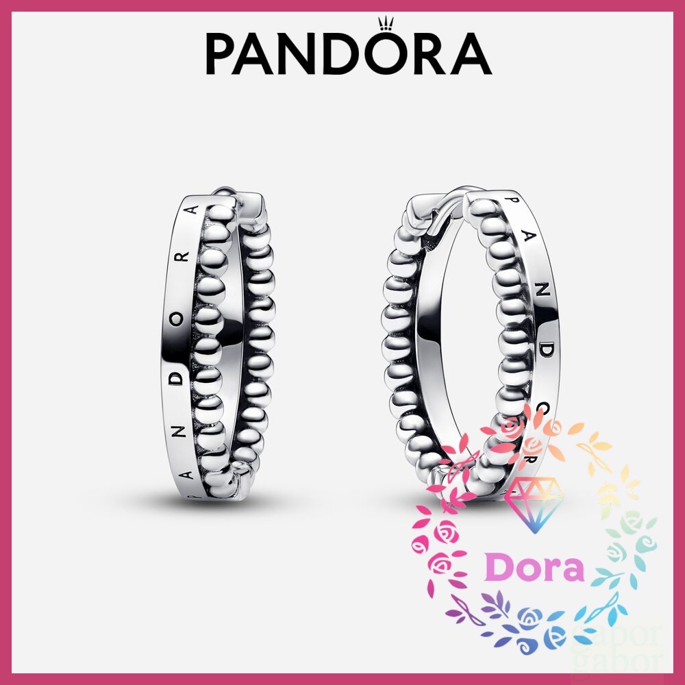Dora Shop❤ Pandora 潘朵拉 Signature系列徽標與珠飾耳環 簡約 個性 292310C00