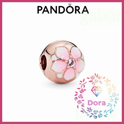 Dora Shop❤ Pandora 潘朵拉 圓形粉色玉蘭花吊飾 愛情 情侶 祝福 輕奢 情人節 禮物782078NBP