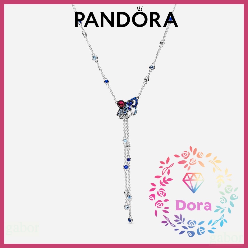 Dora Shop❤ Pandora 潘朵拉 藍色和粉色扇子Y形項鍊 情侶 禮物398183SRUMX